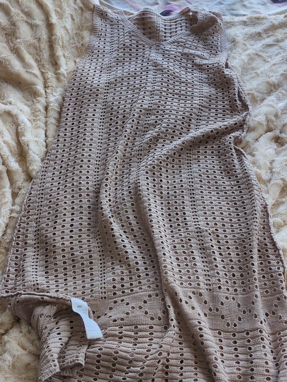 Womens Crochet Maxi Dress Taupe XL